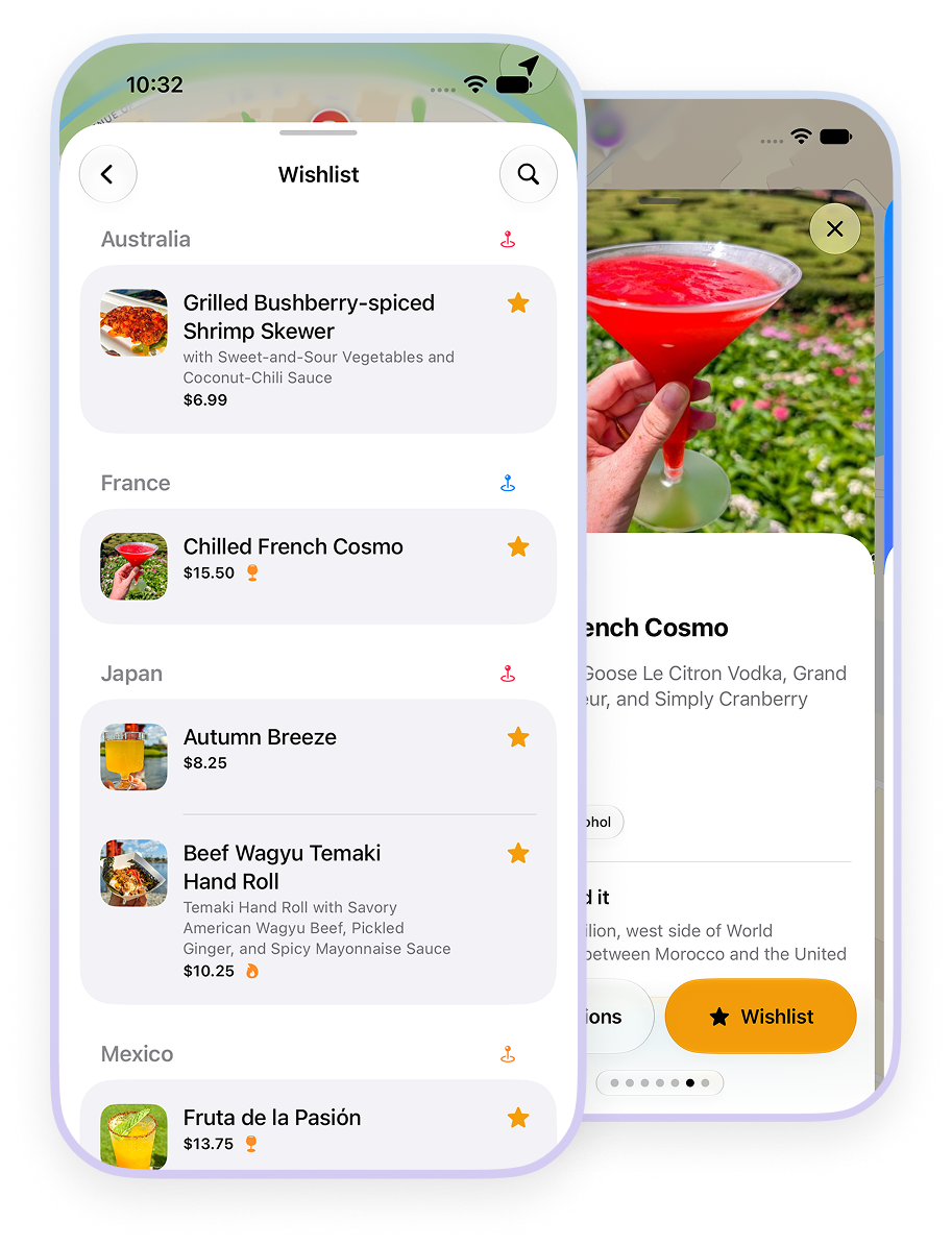 Save Your Day wishlist screens in WDW Festival Planner
